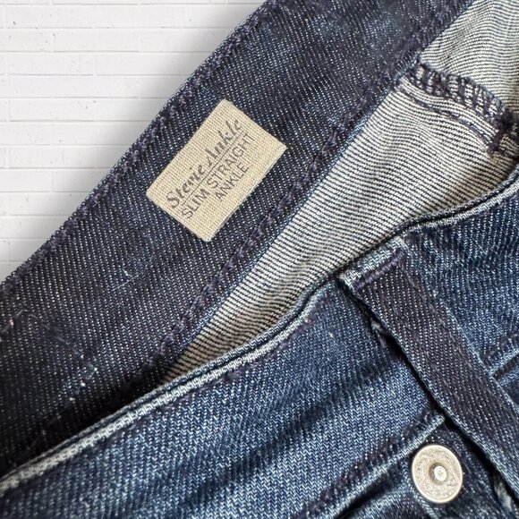 AG Adriano Goldschmied Anthropologie Stevie Ankle Slim Straight Patchwork Jeans - Picture 4 of 9